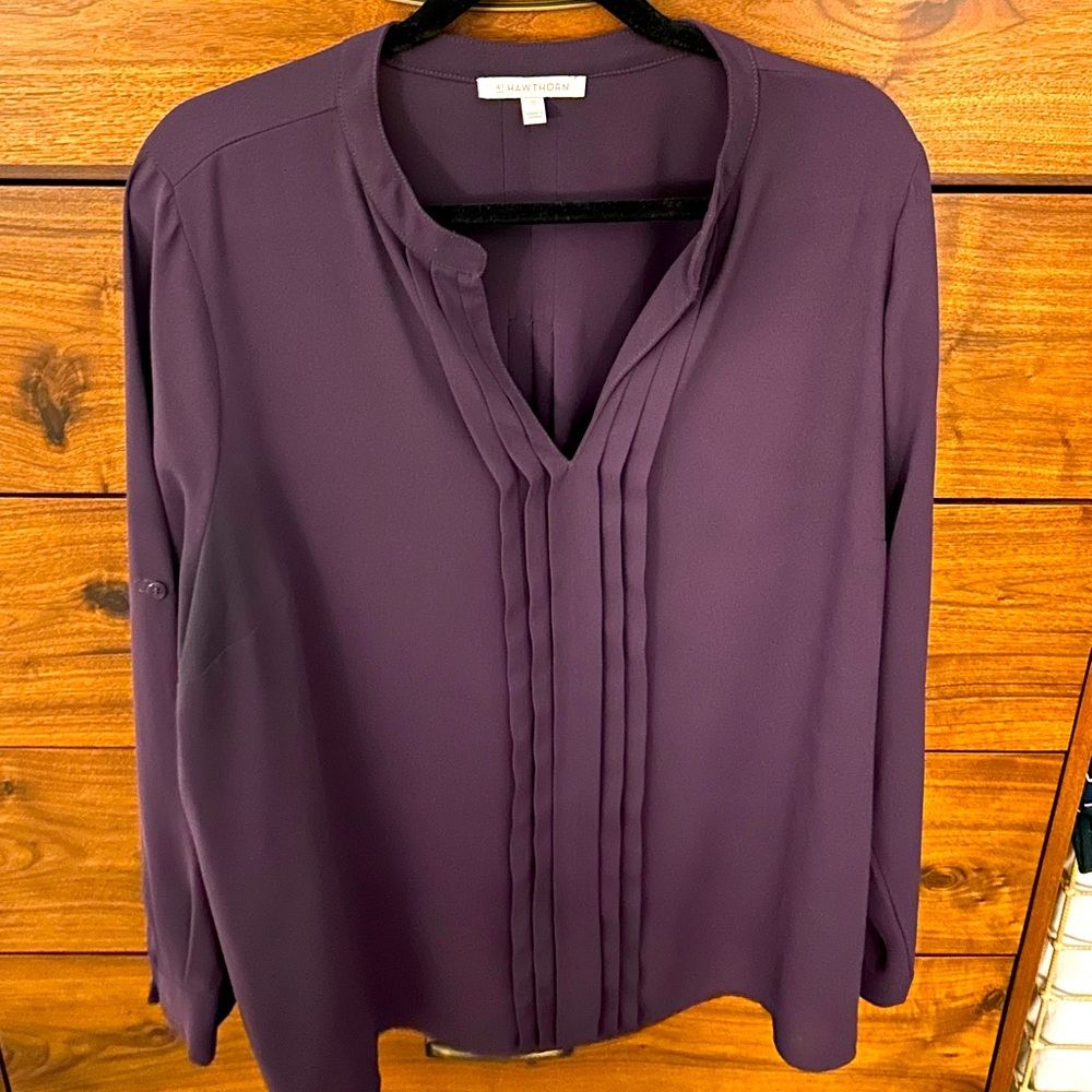 41hawthorne plus 2x purple blouse